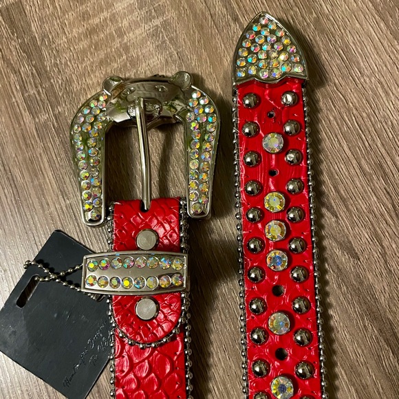Elite Junior Red Rhinestone Belt XL Plus - Picture 6 of 8